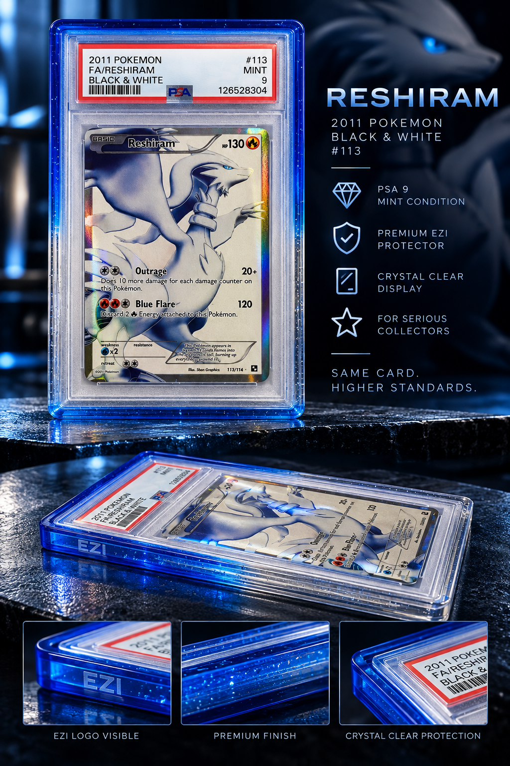 PSA 9 - FA/RESHIRAM - BLACK & WHITE - ENG