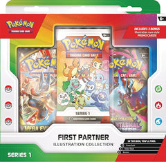 Pokémon TCG: First Partner Illustration Collection—Series 1 (3 Promo Cards, 2 Booster Packs & 1 Sticker Sheet)